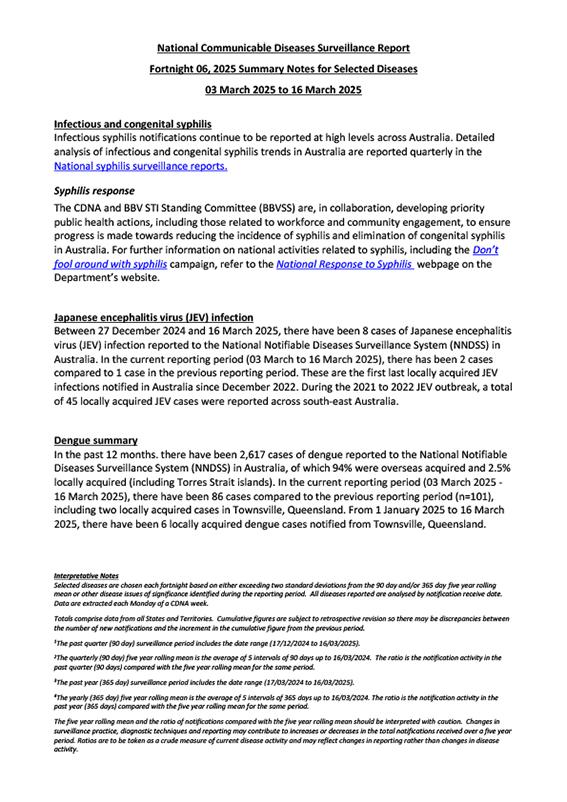 National Notifiable Diseases Surveillance System (NNDSS)