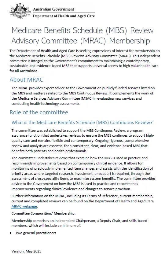 MRAC membership cover page