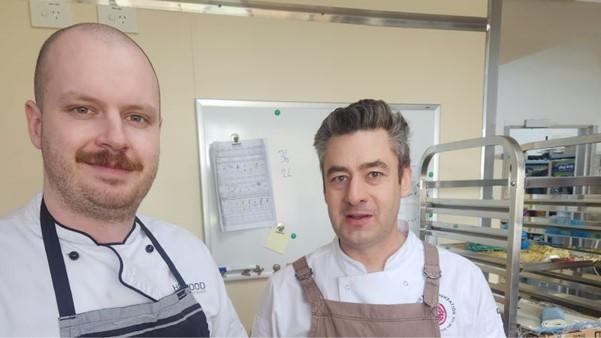 Brad Forbes (left) and Maggie Beer Foundation chef trainer Michael Nam (right).