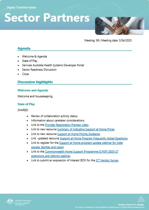 Digital Transformation Sector Partner #59 Meeting minute – cover page