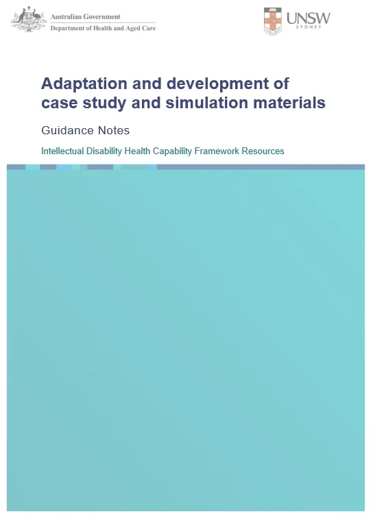 Cover page for the Intellectual Disability Health Capability Framework Resource Guidance Notes