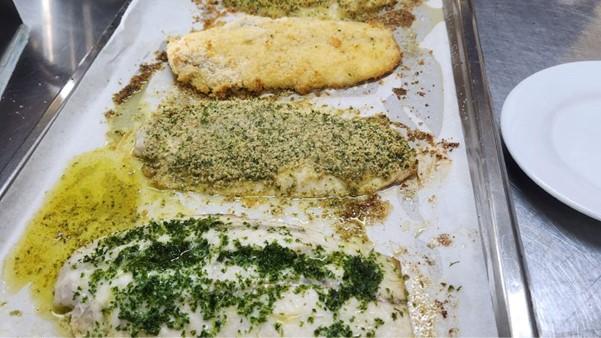 Oven-baked fish ready for taste testing