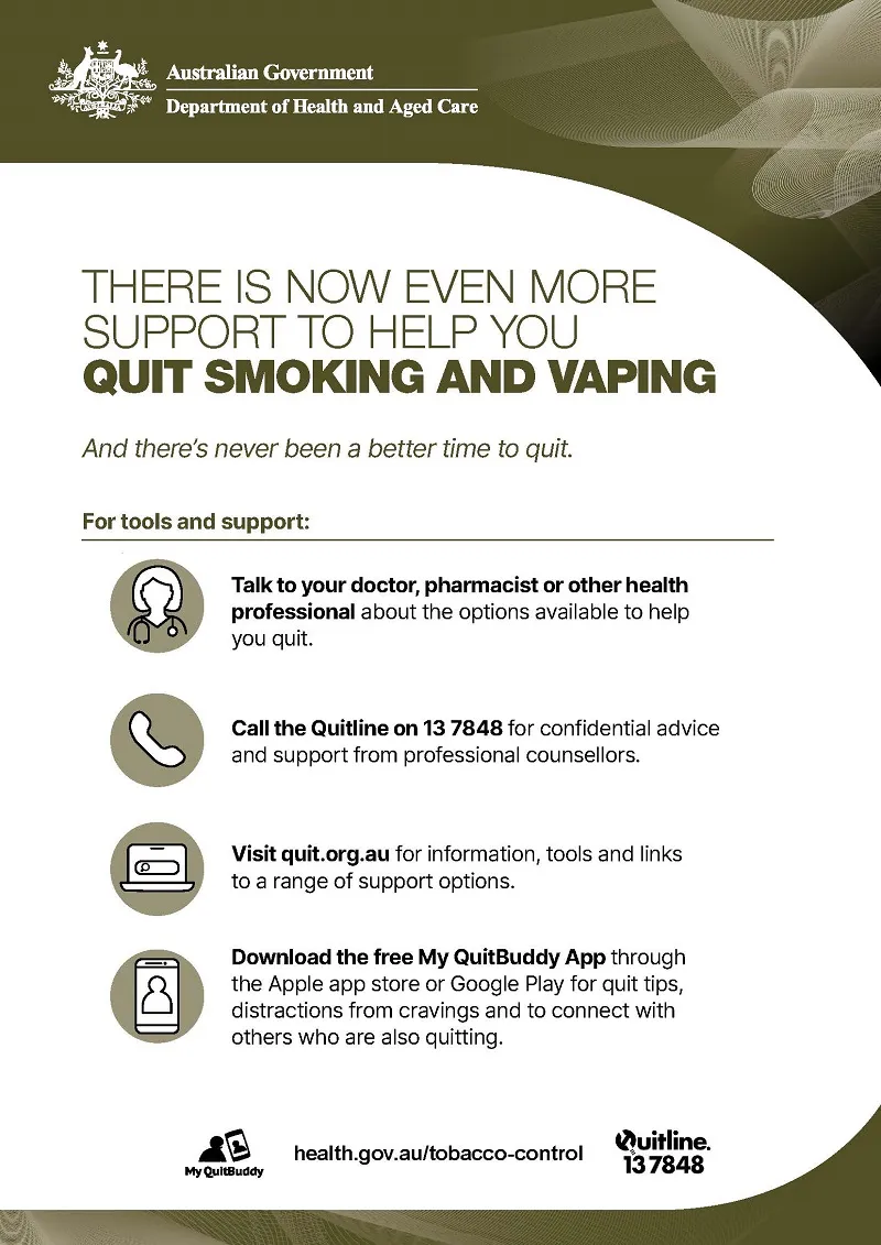 Smoking and vaping quit supports poster