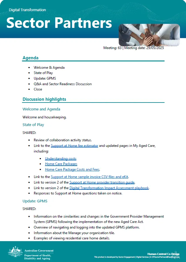 Cover image for Digital Transformation Sector Partners meeting summary – 29 May 2025