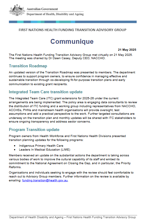 Cover page of communique 21 May 2025