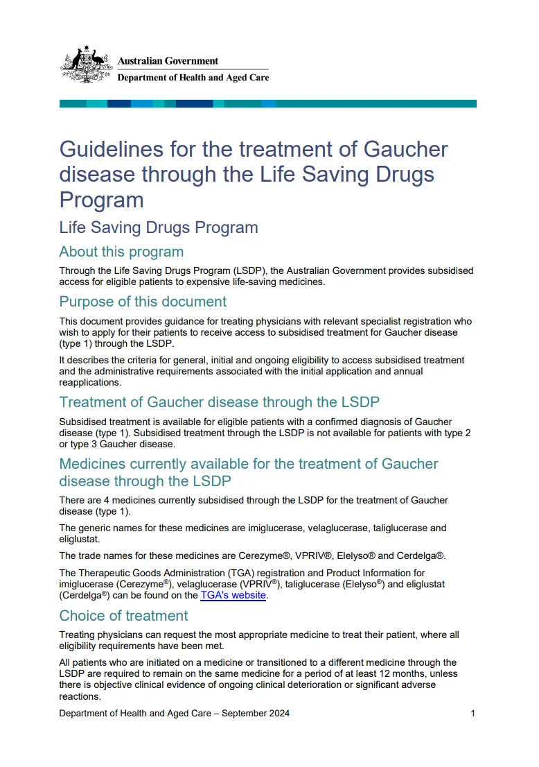 Life Saving Drugs Program resources – Gaucher disease