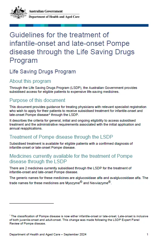 Life Saving Drugs Program resources – Pompe disease
