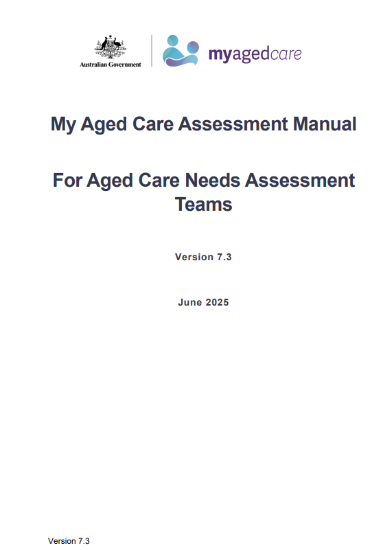 My Aged Care Assessment Manual v7.3 cover page