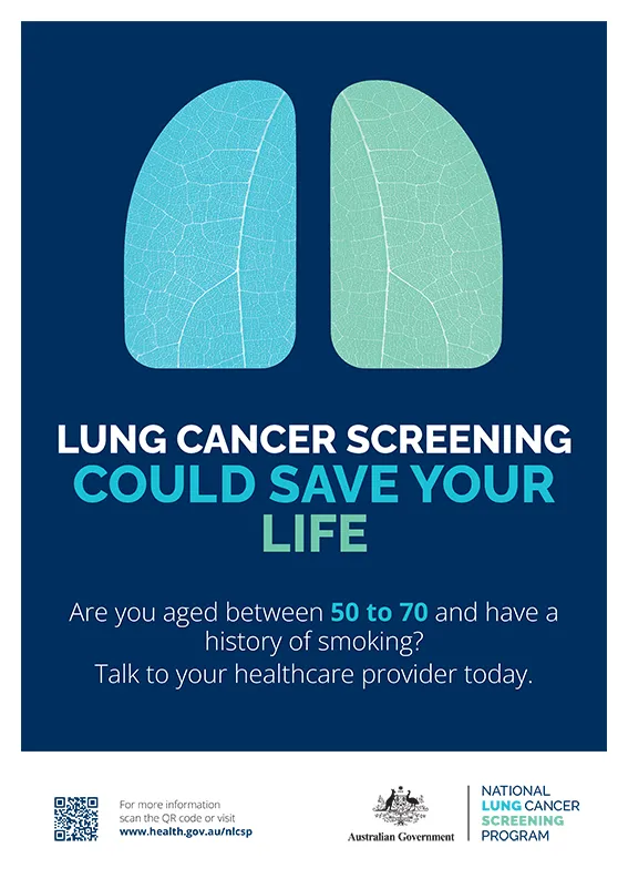 Healthcare professionals can use this A3 size poster to encourage patients visiting their clinic to discuss lung cancer screening.