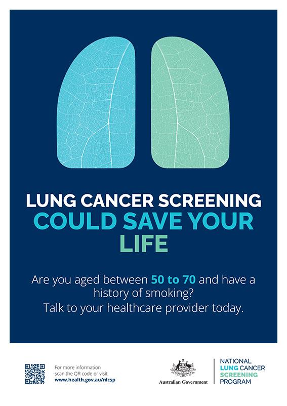 Healthcare professionals can use this A3 size poster to encourage patients visiting their clinic to discuss lung cancer screening.