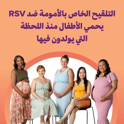 قالب لوسائل التواصل الاجتماعي بشأن حماية الأطفال الرضّع من RSV من خلال تلقيح الأمومة.