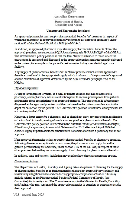 Unapproved pharmacies fact sheet (June 2025) cover page