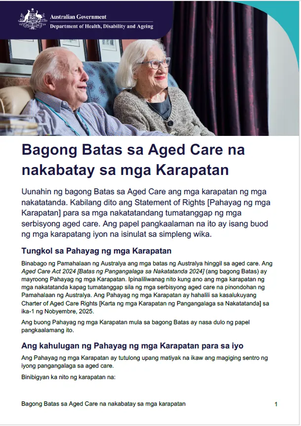 Bagong Batas sa Aged Care para sa mga karapatan ng mga nakatatanda