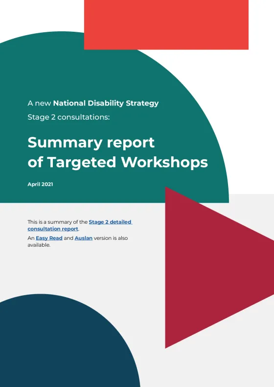 Report on Targeted Workshops – summary report cover page