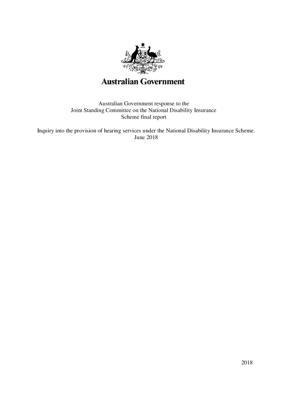 Australian Government response to the Joint Standing Committee on the National Disability Insurance Scheme final report June 2018