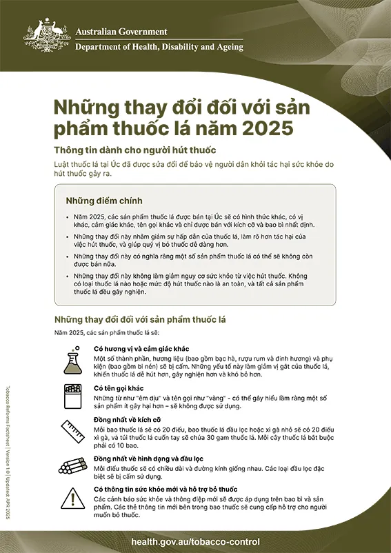 Những thay đổi đối với sản phẩm thuốc lá năm 2025 - Thông tin dành cho người hút thuốc