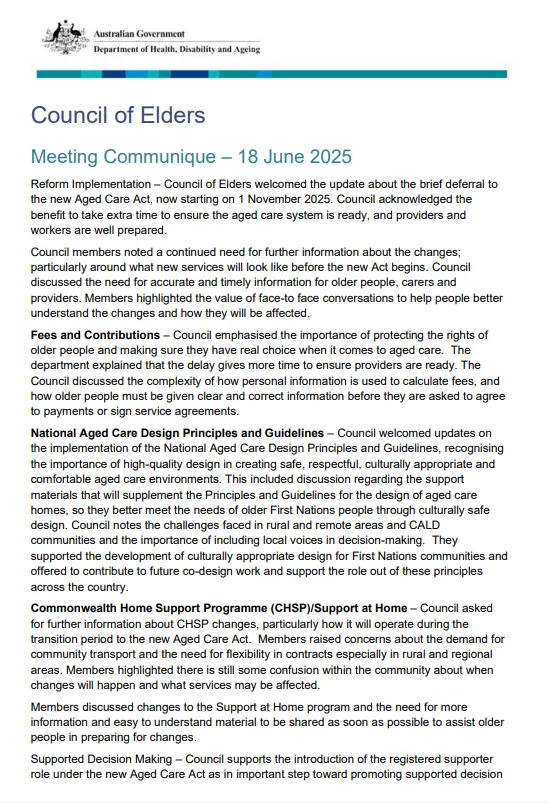 Council of Elders Communique – 18 June 2025 cover page