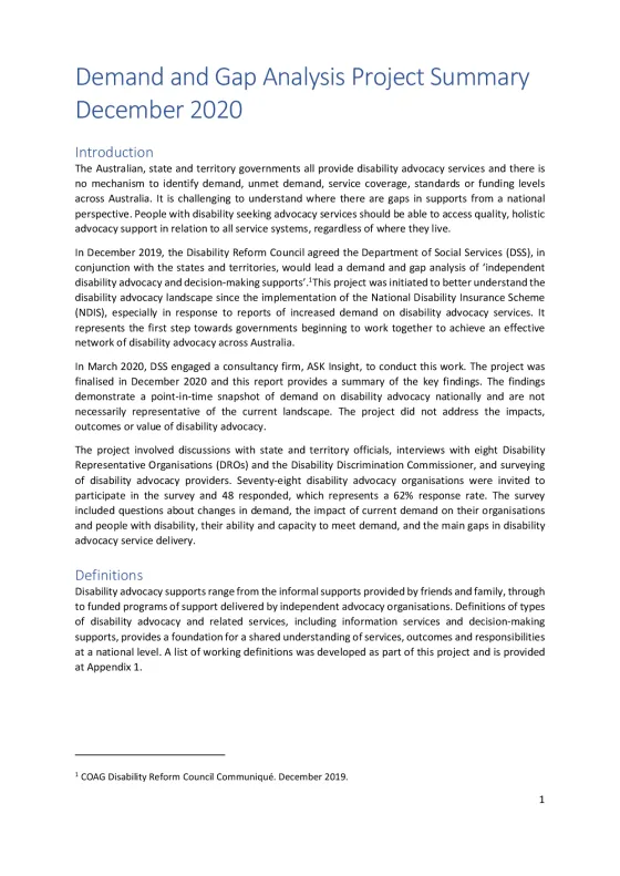 Demand and Gap Analysis Project Summary cover page