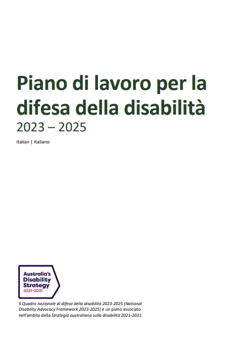 Disability Advocacy Work Plan cover page