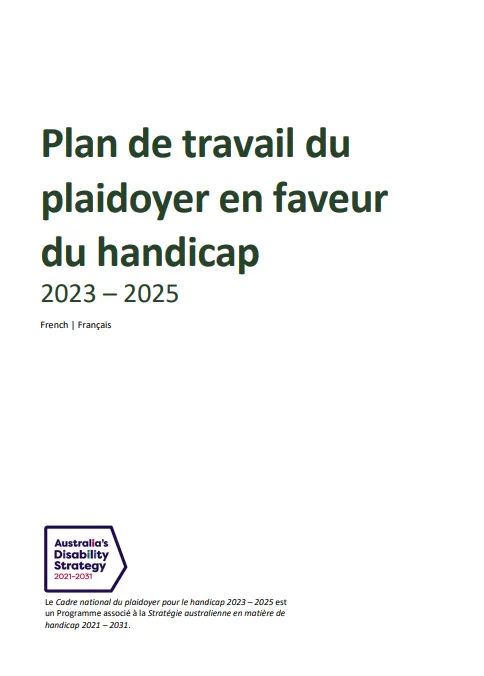 Disability Advocacy Work Plan cover page