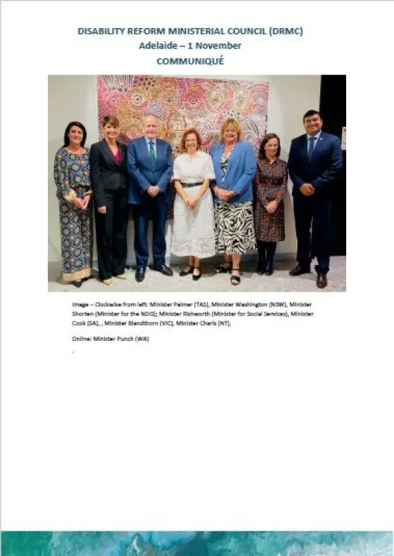 Disability Reform Ministers’ Meeting (DRMM) communique – 1 November 2024 cover page