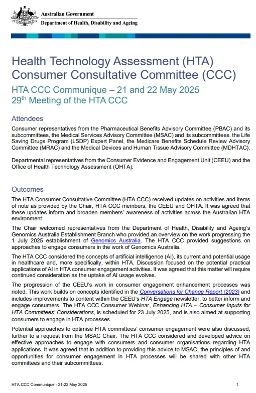 HTA CCC communique 21 and 22 May cover page