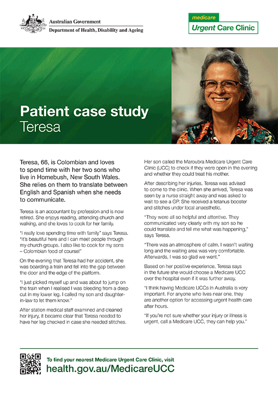Medicare Urgent Care Clinics – Teresa's case study