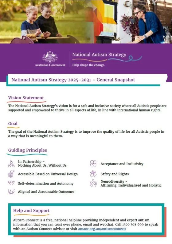 National Autism Strategy – General snapshot cover page
