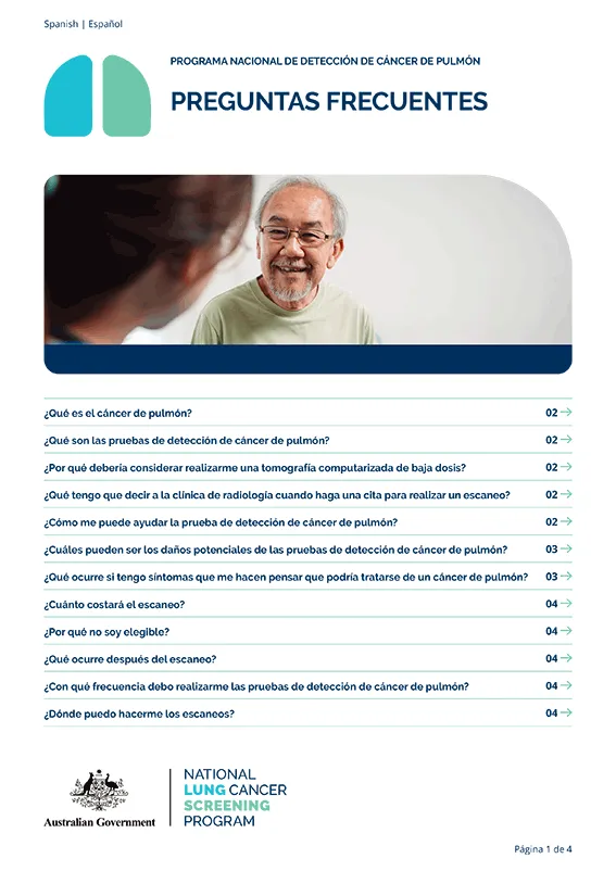 Programa Nacional de Detección de Cáncer de Pulmón: Preguntas frecuentes