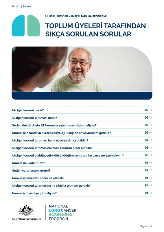Ulusal Akciğer Kanseri Tarama Programı - Toplum üyeleri tarafından sıkça sorulan sorular