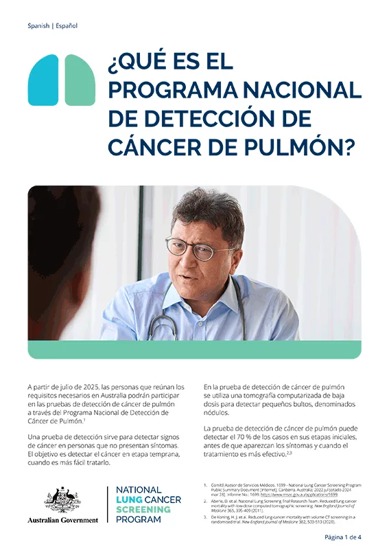 Programa Nacional de Detección de Cáncer de Pulmón: ¿Qué es el Programa Nacional de Detección de Cáncer de Pulmón? - hoja informativa