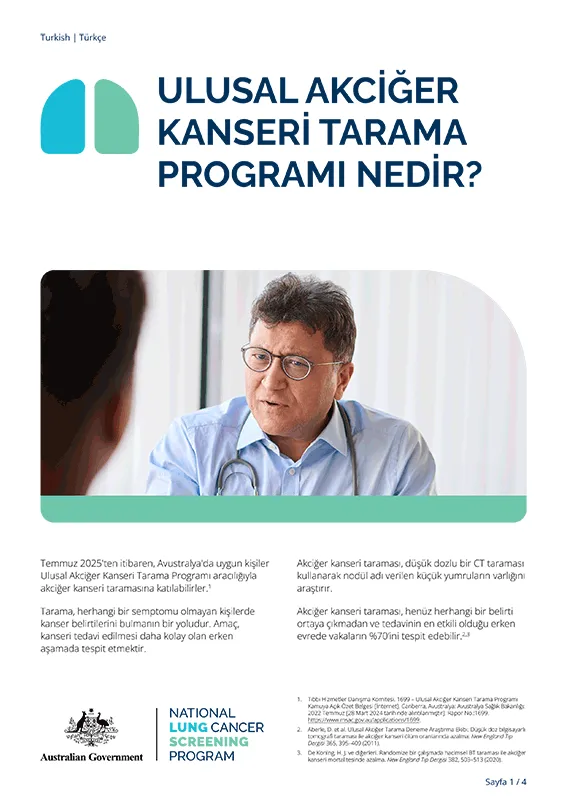 Ulusal Akciğer Kanseri Tarama Programı - Ulusal Akciğer Kanseri Tarama Programı nedir? - Bilgi formu