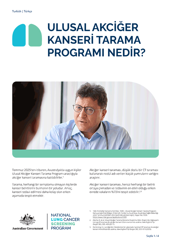 Ulusal Akciğer Kanseri Tarama Programı - Ulusal Akciğer Kanseri Tarama Programı nedir? - Bilgi formu