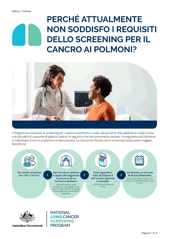 Programma nazionale di screening per il cancro ai polmoni – Perché attualmente non soddisfo i requisiti dello screening per il cancro ai polmoni?