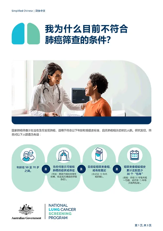国家肺癌筛查计划：我为什么现在不符合肺癌筛查的条件？