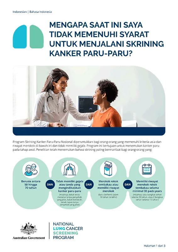 Program Skrining Kanker Paru-Paru Nasional – Mengapa saat ini saya tidak memenuhi syarat untuk menjalani skrining kanker paru-paru?