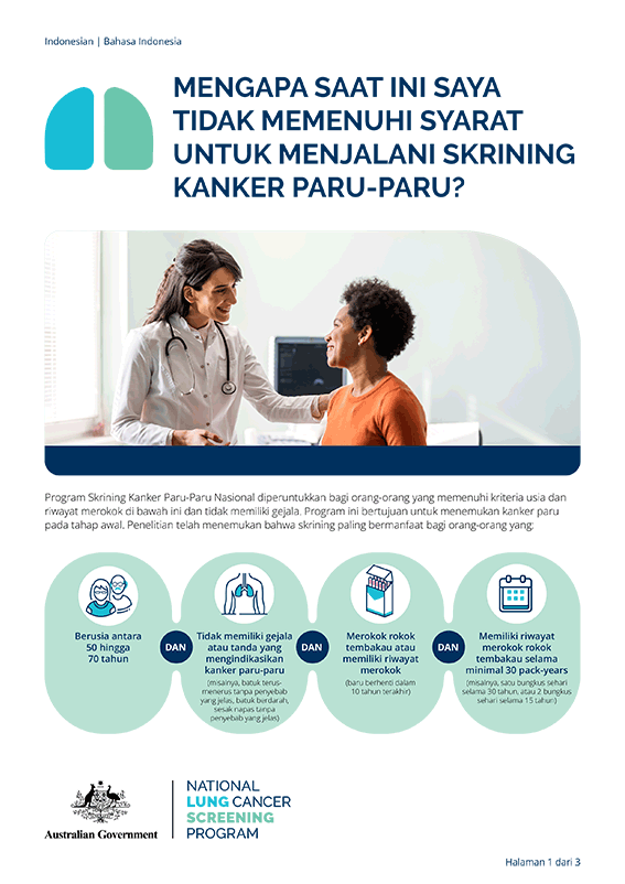 Program Skrining Kanker Paru-Paru Nasional – Mengapa saat ini saya tidak memenuhi syarat untuk menjalani skrining kanker paru-paru?