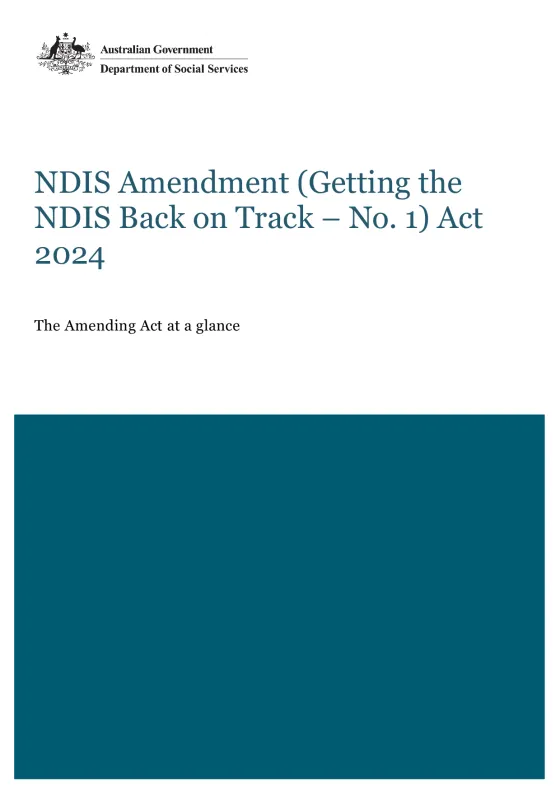 NDIS Amendment (Getting the NDIS Back on Track – No. 1) Act 2024 cover page