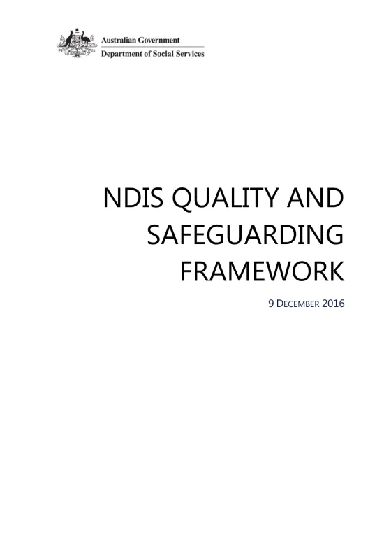 NDIS Quality and Safeguarding Framework cover age