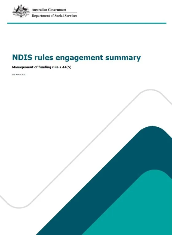 NDIS rules engagement summary – Management of funding rule s.44(5) cover page