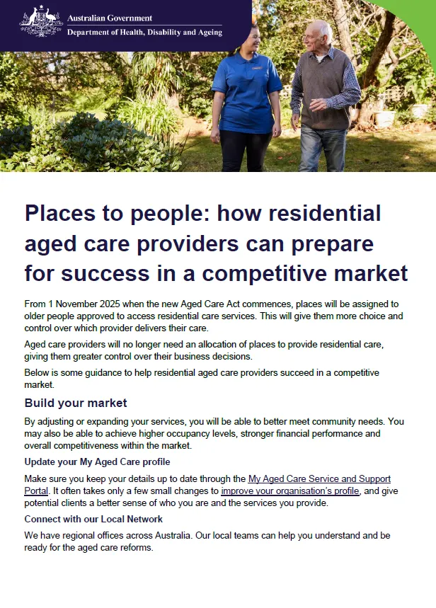 How residential aged care providers can prepare for success in a competitive market cover page