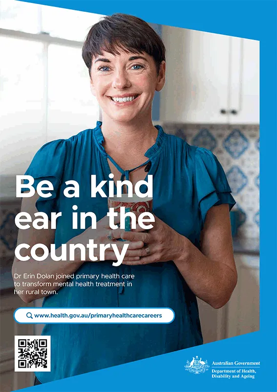 Primary health care careers poster with Dr Erin Dolan