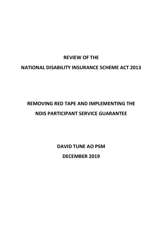 Review of the NDIS Act 2013 report cover page