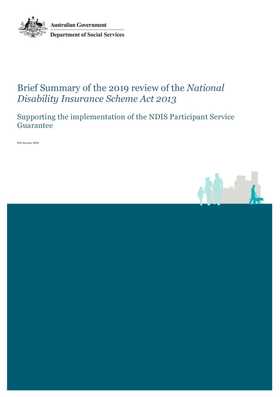 Brief Summary of the 2019 review of the National Disability Insurance Scheme Act 2013 cover page