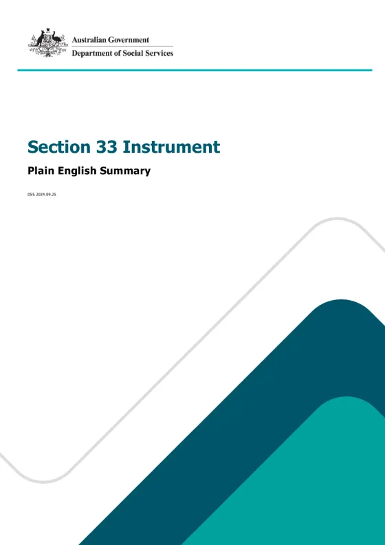 Section 33 Instrument Plain English – Summary