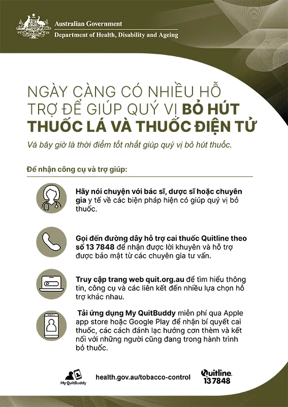 Áp phích hỗ trợ cai nghiện thuốc lá và thuốc lá điện tử