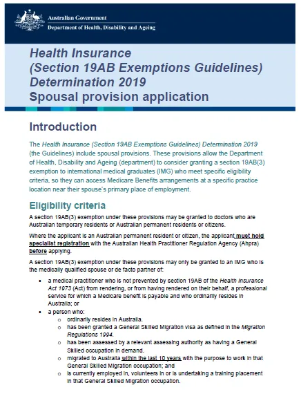 Cover image of the Spousal exemption information and application form