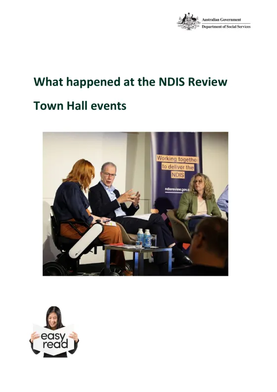 Summary of NDIS Review Town Halls - Easy Read cover page