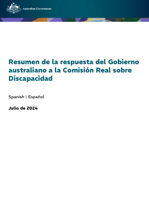 Summary of the Australian Government Response to the Disability Royal Commission cover page