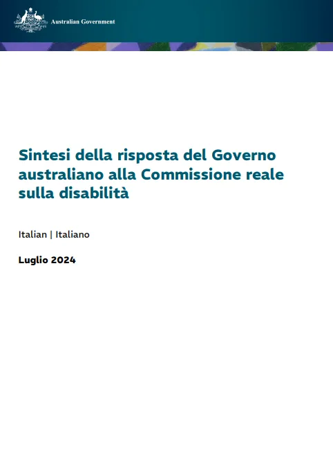 Summary of the Australian Government Response to the Disability Royal Commission cover page